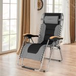 Costway Padded Zero Gravity Lounge Chair Oversize Folding Adjustable Grey