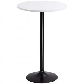 LACOO Round Bistro Pub Table 23.8" Bar Height Cocktail Table with Metal Leg and Base, White
