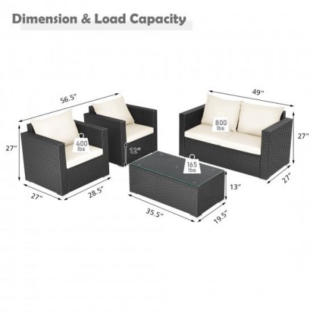 Costway 8PCS Patio Rattan Furniture Set White