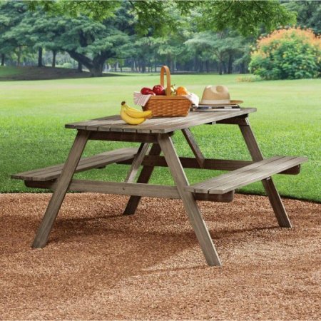 Mainstays Martis Bay Wood Outdoor Picnic Table, Gray