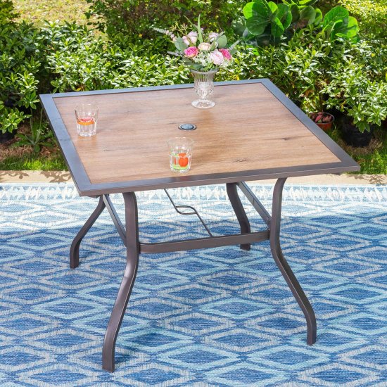 Sophia & William 37\" Outdoor Square Dining Table with Steel Frame for 4 Chairs