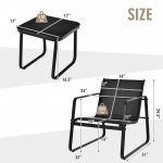 Costway 3PCS Patio Bistro Furniture Set Glass Top Table Garden Deck Black