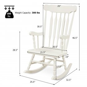 Costway Set of 2 Wood Rocking Chair Glossy Finish White