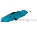 Costway 8ft Wall-Mounted Umbrella Telescopic Folding Tilt Sun Shade Turquoise