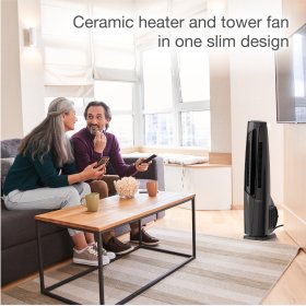 Lasko 37.5" Duo Comfort High Velocity Fan and Ceramic Space Heater with Remote, Black, FHV801