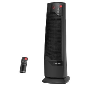Lasko 22" 1500W Oscillating Ceramic Tower Space Heater with Remote, Black, CT22835