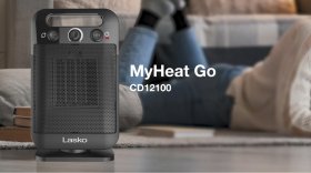 Lasko MyHeat-GO 12" Oscillating Ceramic Space Heater with Thermostat, Black, CD12100