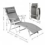 Costway 2PCS Outdoor Folding Steel Chaise Lounge Chair w/Cushion Gray