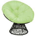 Costway Rattan Papasan Chair Ergonomic Chair 360-degree Swivel Soft Cushion Garden Green
