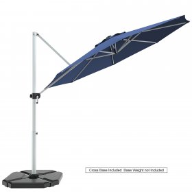 11' Patio Cantilever Offset Umbrella 360 Rotation Outdoor Tilt Blue