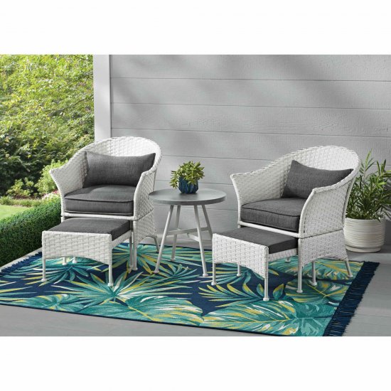 Mainstays Arlington Glen 5-Piece Outdoor Wicker Patio Furniture Set, White Wicker