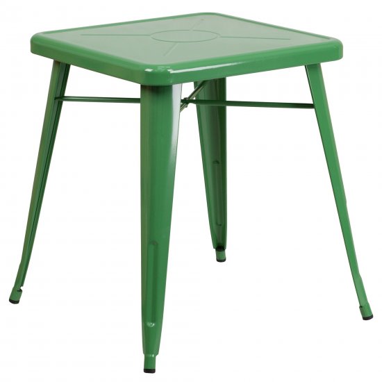 Flash Furniture Commercial Grade 23.75\" Square Green Metal Indoor-Outdoor Table