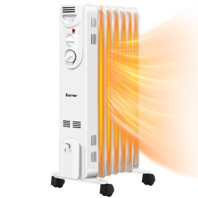 Costway 1500W Electric Oil Filled Radiator Space Heater 5-Fin Thermostat Room Radiant