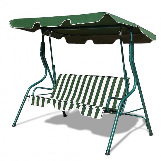 Costway 3 Seats Patio Backyard Canopy Steel Frame Swing Glider Hammock Cushioned