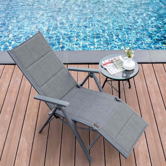 Costway Outdoor Foldable Reclining Padded Chair Aluminum Frame Adjustable