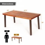 Costway Rectangular Acacia Wood Dining Table Rustic Furniture Indoor &Outdoor