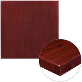 Flash Furniture 30 Square High-Gloss Mahogany Resin Table Top with 2 Thick Drop-Lip