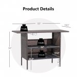 Costway Patio Rattan Wicker Bar Height Counter Table Storage Shelf Rail Garden