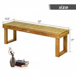 Costway 52 Outdoor Acacia Wood Dining Bench Chair Seat Slat