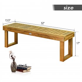 Costway 52 Outdoor Acacia Wood Dining Bench Chair Seat Slat