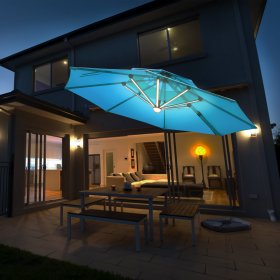 10ft Solar LED Patio Umbrella 360Degree Rotation Base