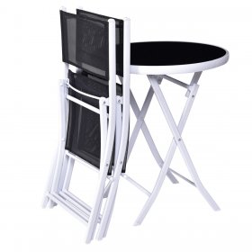 Costway 3 PCS Folding Bistro Table Chairs Set Garden Backyard Patio Furniture Black
