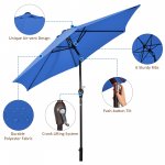 Costway 9Ft Outdoor Market Patio Table Umbrella Push Button Tilt Crank Lift Blue