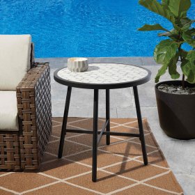 Better Homes & Gardens Newport 27.95" Bistro Table with Tile Top, Gray