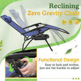 Lacoo 2 Pack Patio Zero Gravity Chair Outdoor Lounge Chair Textilene Fabric Adjustable Recline Chair, Blue