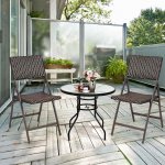 Costway Set of 2 Patio Rattan Folding Dining Chairs Portable Garden Yard Brown