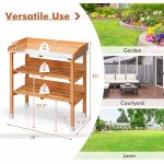 Costway Garden Wooden Potting Bench Work Station Table Tool Storage Shelf W/Hook