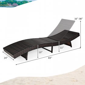 Costway Adjustable Pool Chaise Lounge Chair Outdoor Patio Furniture PE Wicker W/Cushion
