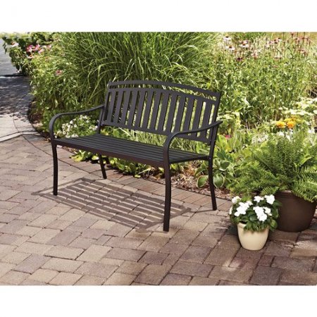 Mainstays Slat Outdoor Garden Bench, Black