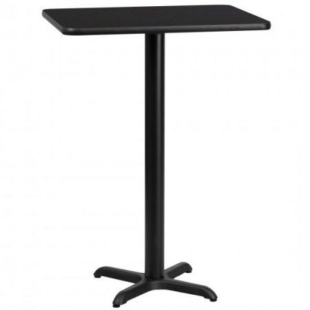 Flash Furniture 24" x 30" Rectangular Black Laminate Tabletop with 22" x 22" Bar Height Table Base