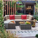 Lacoo 5 Pieces Patio Sectional Sofa Sets All-Weather PE Rattan Conversation Sets With Glass Table, Gray
