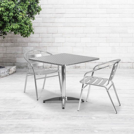 Flash Furniture 31.5\" Square Aluminum Indoor-Outdoor Table with Base