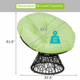 Costway Rattan Papasan Chair Ergonomic Chair 360-degree Swivel Soft Cushion Garden Green