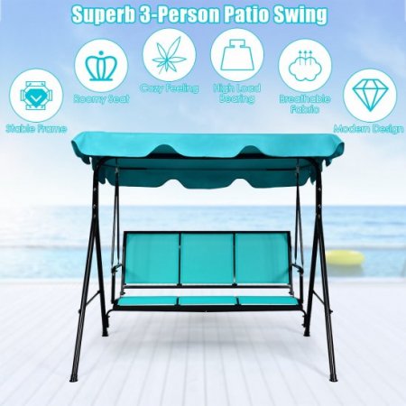 Costway 3 Person Patio Swing Canopy Yard Furniture