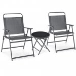 Costway 3PCS Outdoor Bistro Set Folding Table and Chairs Garden Deck Black