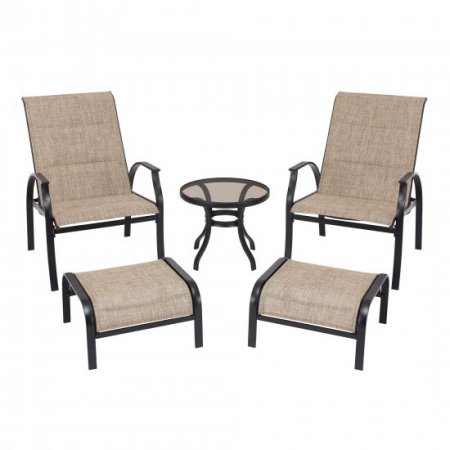 Mainstays Highland Knolls 5 Piece Outdoor Patio Furniture Chat Set, Beige