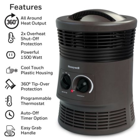 Honeywell 360 Surround Space Heater, Black, HHF360V