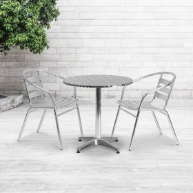 Flash Furniture 27.5 Round Aluminum Indoor-Outdoor Table with Base