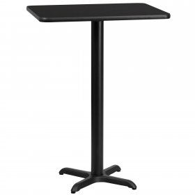 Flash Furniture 24" x 30" Rectangular Black Laminate Tabletop with 22" x 22" Bar Height Table Base