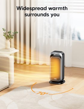 Dreo Space Heaters for Inside, 15 inch Portable Electric Heater with Remote, 70 Oscillation, 1500W PTC Ceramic Fast Safety Heater with Thermostat, ECO Mode, 12H Timer, Heater for Office, Bedroom