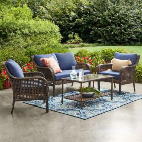 Mainstays Tuscany Ridge 4 Piece Conversation Set, Blue