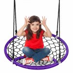 Costway Spider Web Chair Swing w/ Adjustable Hanging Ropes Kids Play Equipment Purple