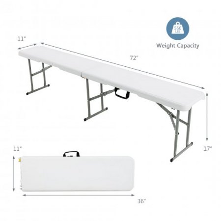 Costway 6 FT Portable Folding Bench Outdoor Picnic Bench 550 lbs Limited for Dining