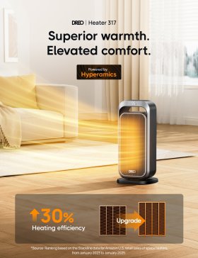 Dreo Space Heaters for Inside, 15 inch Portable Electric Heater with Remote, 70 Oscillation, 1500W PTC Ceramic Fast Safety Heater with Thermostat, ECO Mode, 12H Timer, Heater for Office, Bedroom