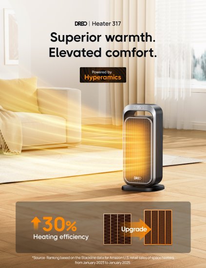 Dreo Space Heaters for Inside, 15 inch Portable Electric Heater with Remote, 70 Oscillation, 1500W PTC Ceramic Fast Safety Heater with Thermostat, ECO Mode, 12H Timer, Heater for Office, Bedroom