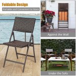 Costway Set of 2 Patio Rattan Folding Dining Chairs Portable Garden Yard Brown